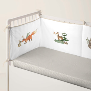 Protector de cuna - 100% Algodón - Con Cintas - Woodland