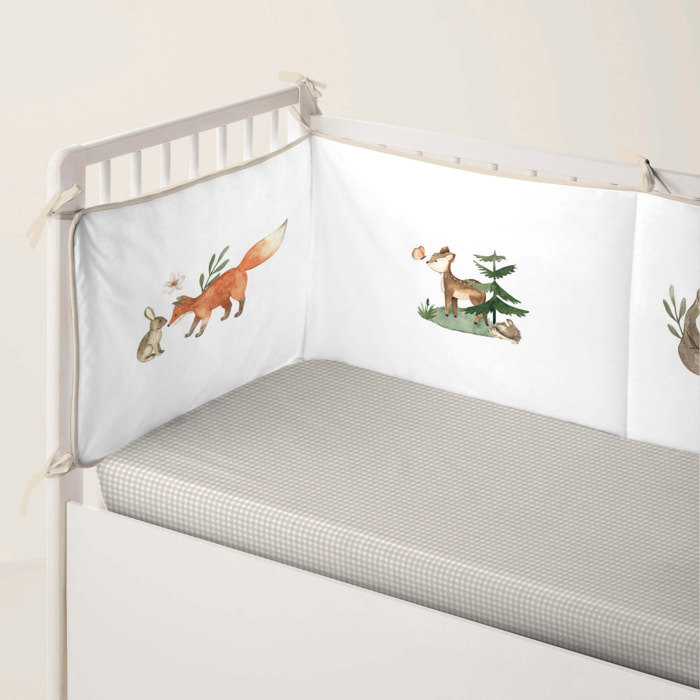 Protector de cuna - 100% Algodón - Con Cintas - Woodland