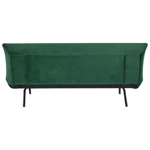 Canapé convertible 3 places en velours vert ANATOLE