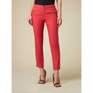 Oltre - Pantaloni basic misto cotone - Rosso