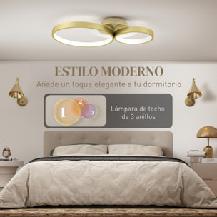 Lámpara de Techo LED 40W Plafón LED Techo Moderno 3000 K/4000 K/6500 K para Dormitorio Salón Cocina Comedor Dorado