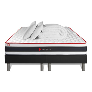 Pack matelas ENERGY + sommiers noir + Couette + 2 oreillers