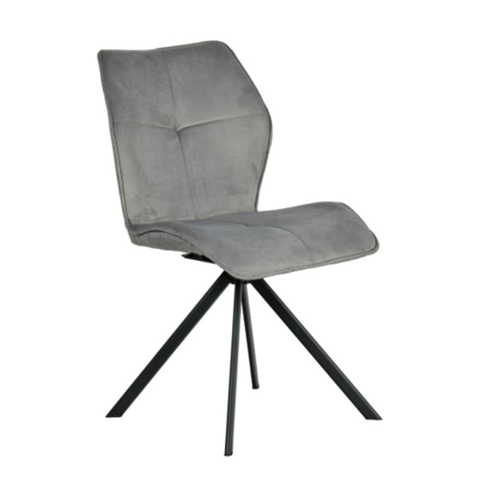 Chaise rotative 360° bicolore en velours et tissu & pieds en métal - 3 coloris - FLORENCE