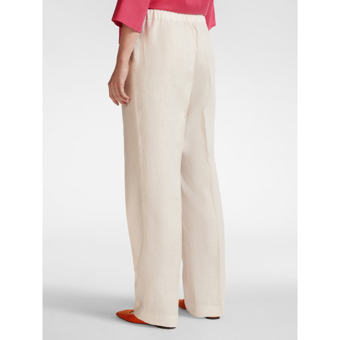 Elena Mirò - Pantaloni relaxed fit in lino - Bianco