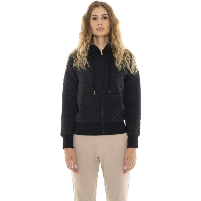 Sudadera con capucha mujer Leone 1947 Apparel cremallera tachuelas doradas