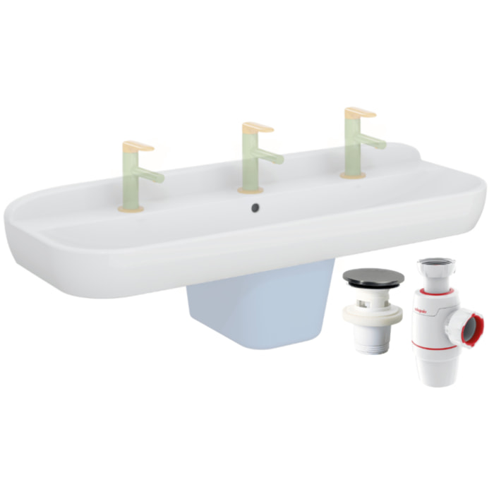 Lavabo pour enfant VITRA Sento Kids 125 cm + siphon et bonde Wirquin