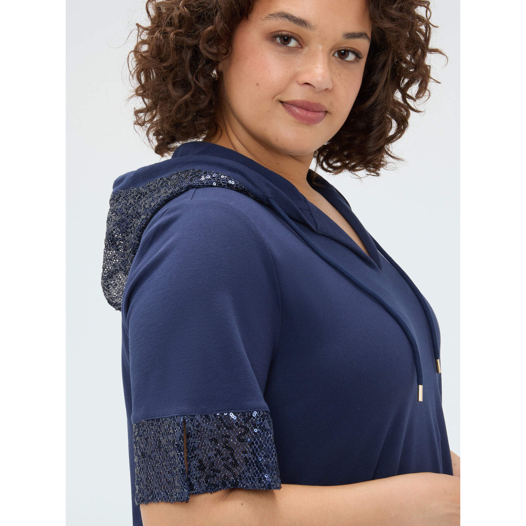 Fiorella Rubino - Vestito over in jersey con paillettes - Blu