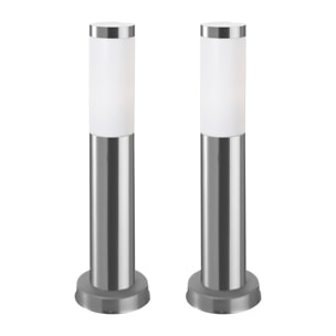 Koral (2 uds) Baliza Exterior de Jardín Resistente al Agua IP55. Poste de Luz. Lámpara Bolardo de Acero Inoxidable 23W.