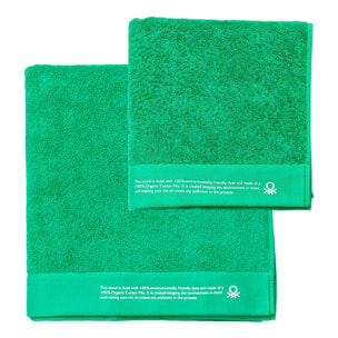 Juego de 2 toallas 50x90cm + 70x140 cm algodón orgánico 450gsm verde