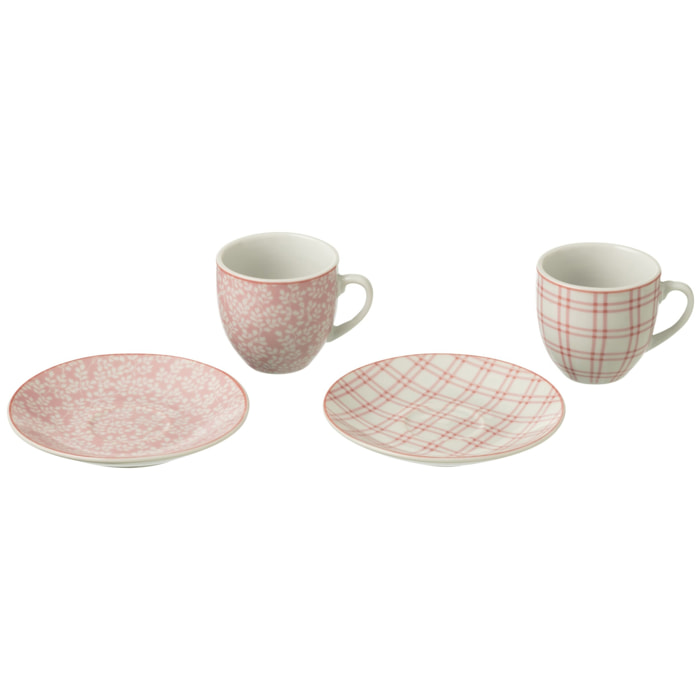 J-Line tasse + sous-tasse - céramique - rose - boîte de 6