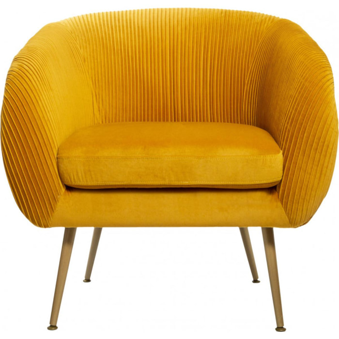 Fauteuil ''Solaro'' en velours plissé Atmosphera - Couleur: Ocre