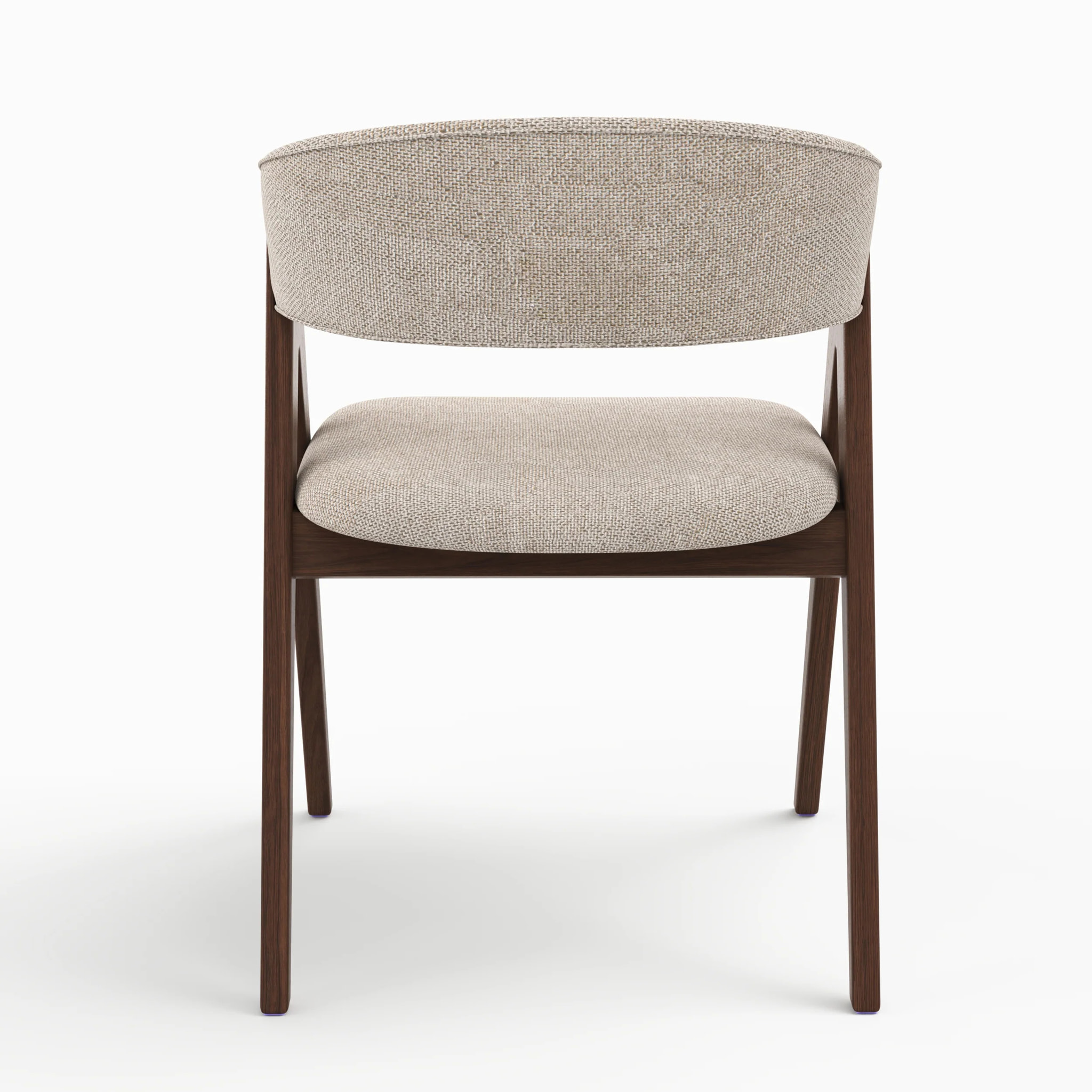 Chaise en bois foncé et tissu beige foncé - Isis