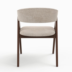 Chaise en bois foncé et tissu beige foncé - Isis