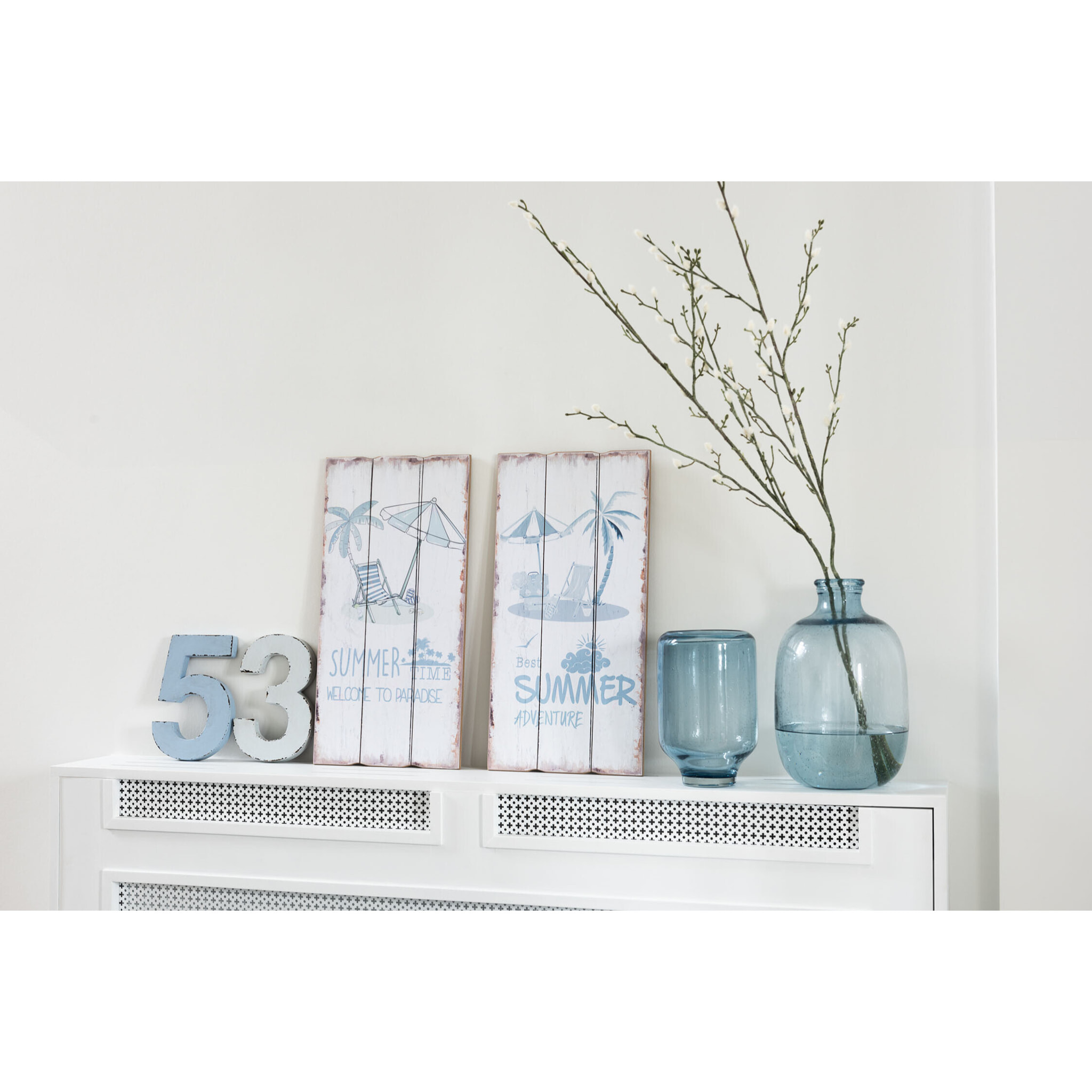 J-Line vase Nora Sur Pied Rond - verre - bleu clair - small - Ø 18 cm