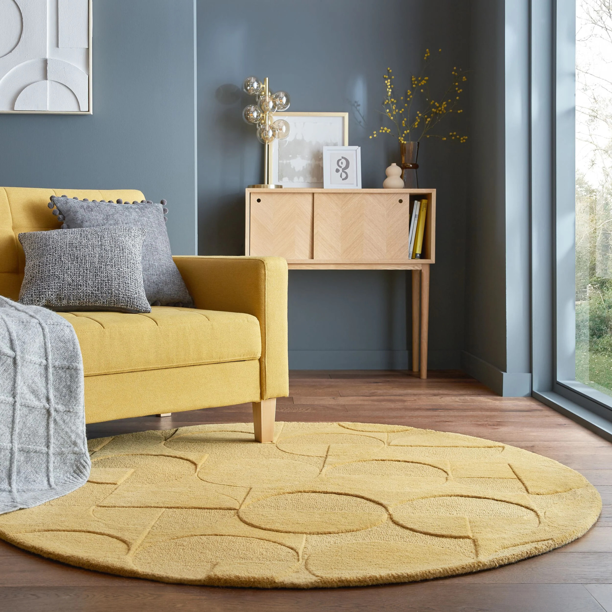 Tapis en laine rond GIGI Ochre