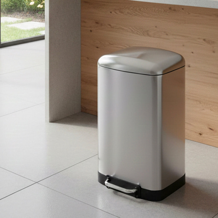 Poubelle à pédale inox GREENWICH argent 40L