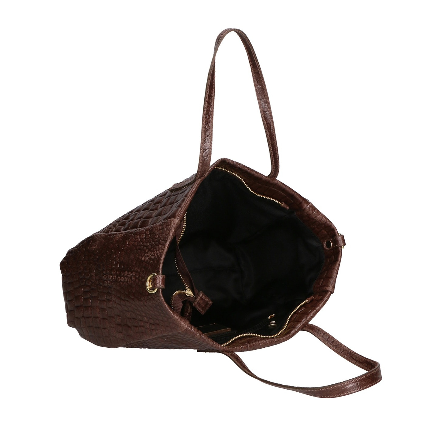 Borsa a spalla da donna - Modello Lorella - Vera pelle croco - 37.0 x 23.0 x 10.0 cm