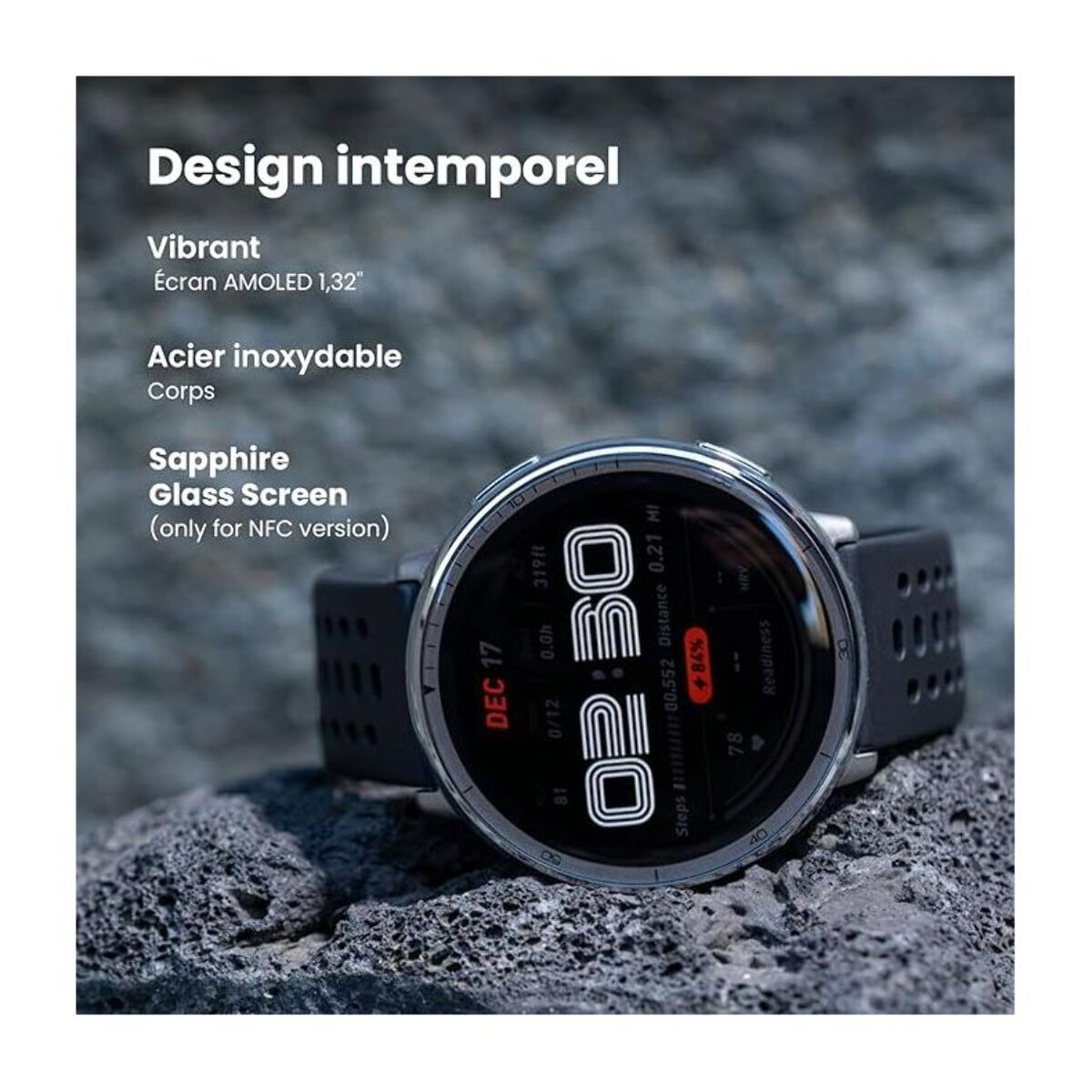 Montre sport AMAZFIT Active 2 Round Black Sport Silicone