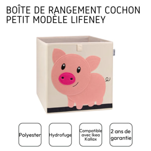 Boîte de rangement en tissu pour enfant "cochon", compatible Ikea Kallax Lifeney