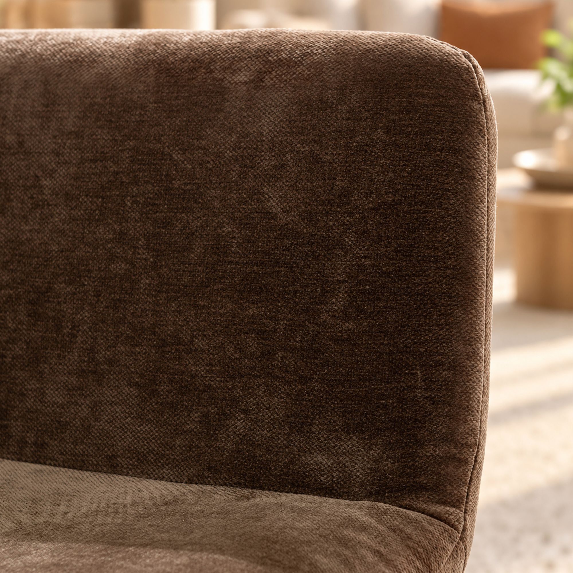Fauteuil en tissu chenille cacao AXO