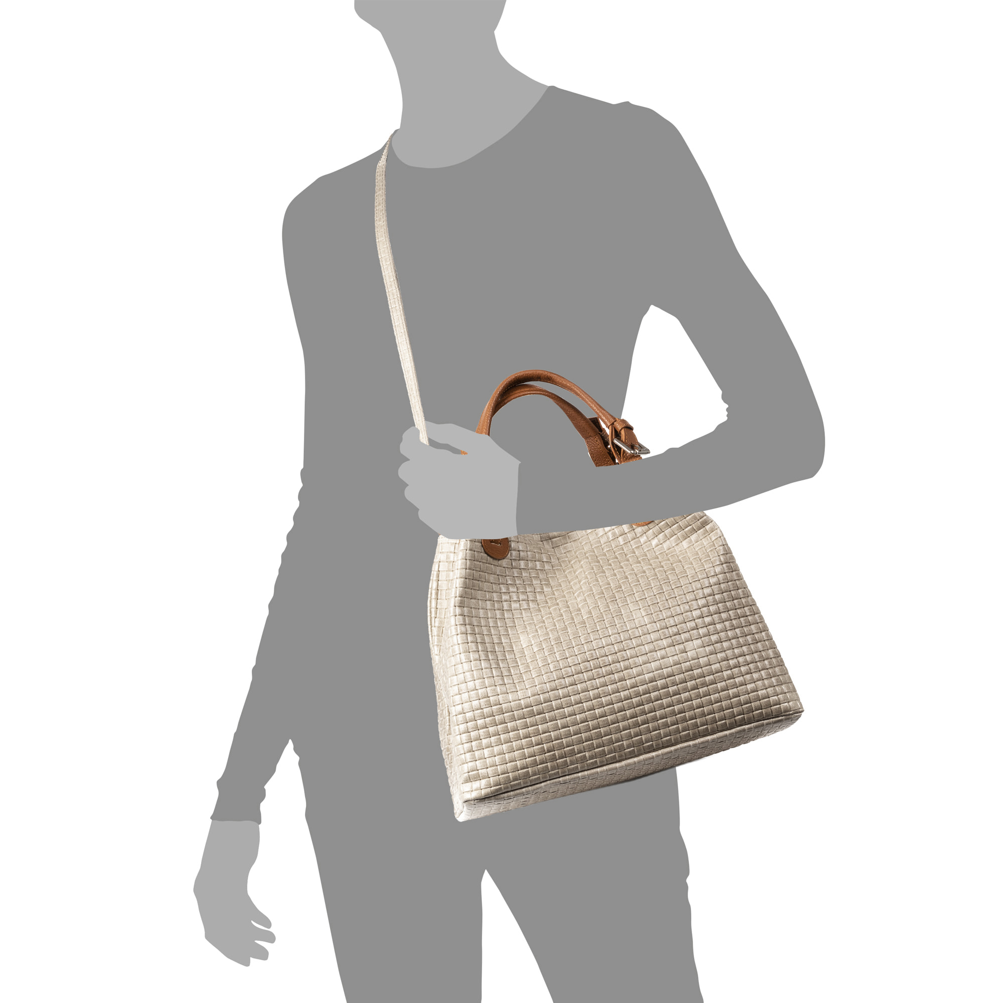 Emanuela Bolso tote Mujer. Piel auténtica Gamuza Grabado Entrelazado.