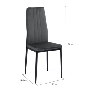Chaises Jade en velours et pieds noirs - Gris anthracite