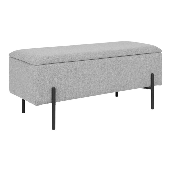 Panchina Watford con vano contenitore in grigio chiaro, 95 cm