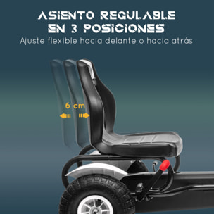 Go Kart a Pedales para Niños Coche de Pedales Infantil con Asiento Ajustable Neumáticos de Goma Freno de Mano para Niños y Niñas de 5-12 Años Carga 50 kg 121x58x61 cm Blanco