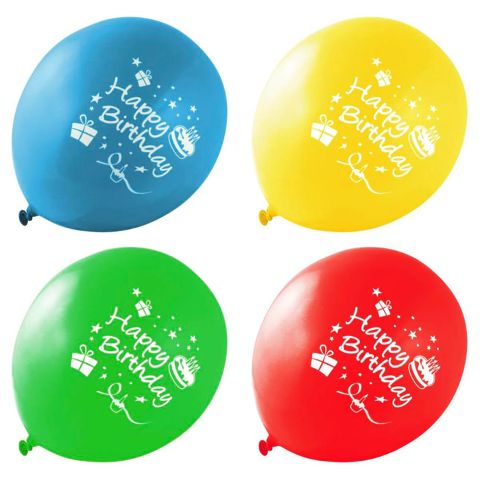 Lot de 8 ballons de baudruches colorés avec inscription ''Happy Birthday'' Fackelmann