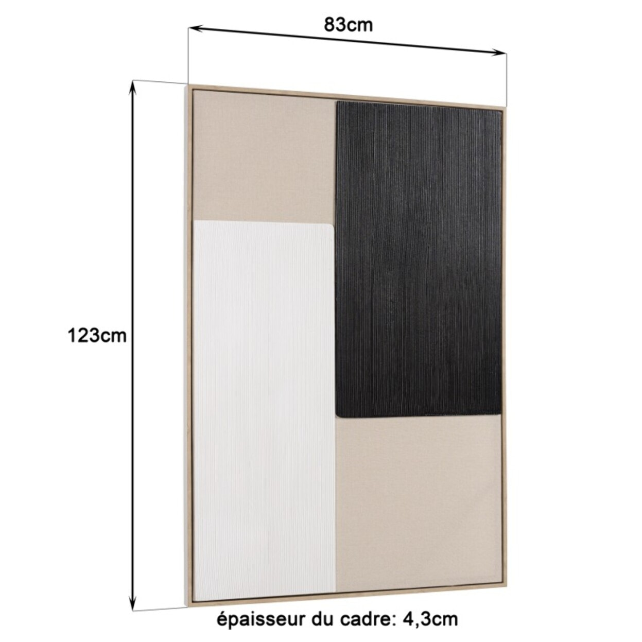 HOMER - Décoration murale 83x123cm mix matières, cadre bicolore