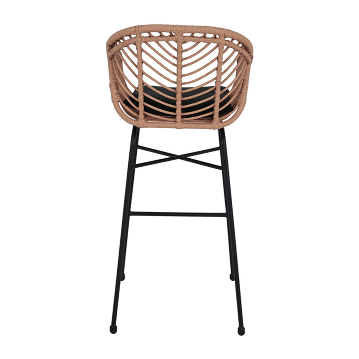 Rosano - lot de 4 tabourets - effet rotin - couleur bois et noir - Noir / Bois