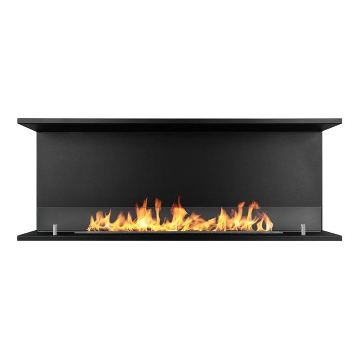 Trevi 120 - Camino a Bioetanolo da Incasso Trifacciale 120x45x24,5 cm con Bruciatore 1,25lt in Acciaio