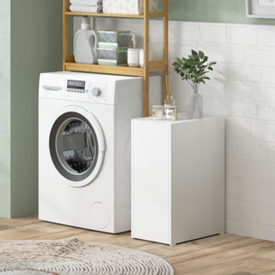 Armario de Baño Estrecho con Cajón Deslizante y Ruedas Mueble de Baño con 3 Compartimentos Mueble Auxiliar para Espacios Pequeños 47x30x66,5 cm Blanco