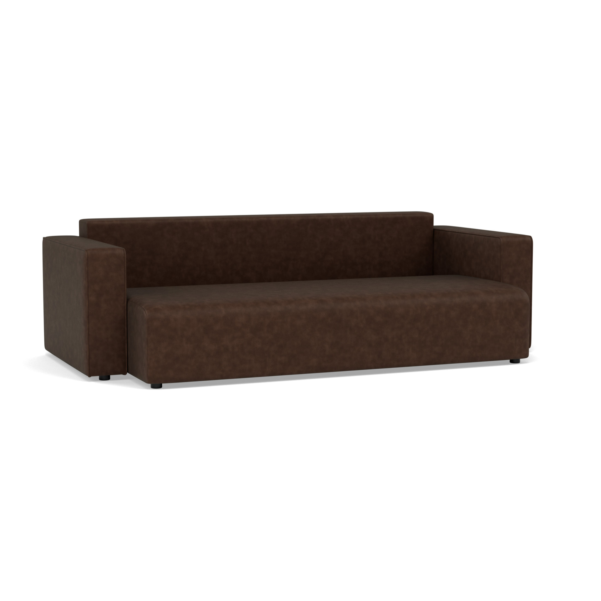 Topaze - canapé droit 3 places convertible avec coffre en simili - Marron