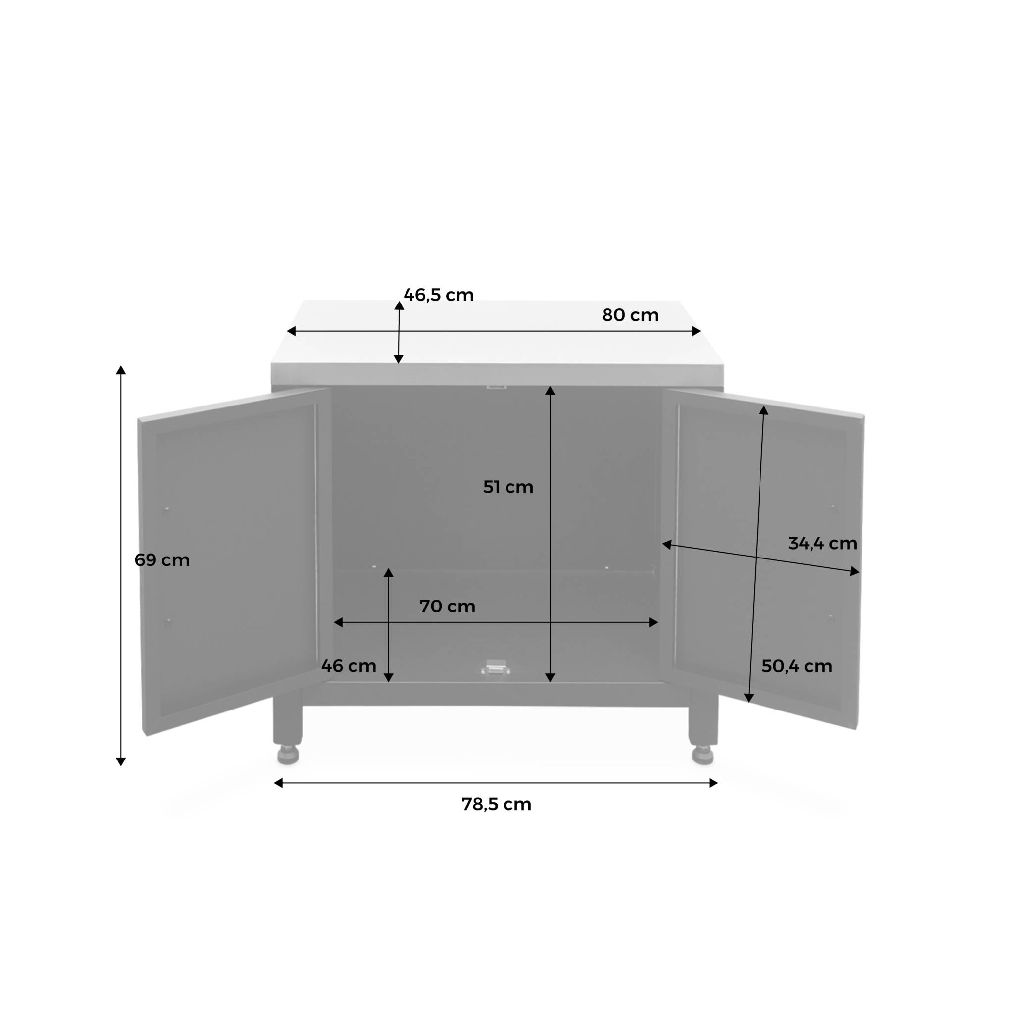 Meuble de cuisine extérieure en acier L80cm