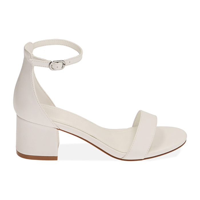 Sandali bianchi, tacco 5,5 cm