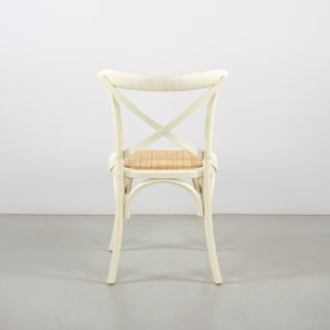 Sedie sala da pranzo in legno e rattan stile shabby avorio - Cross