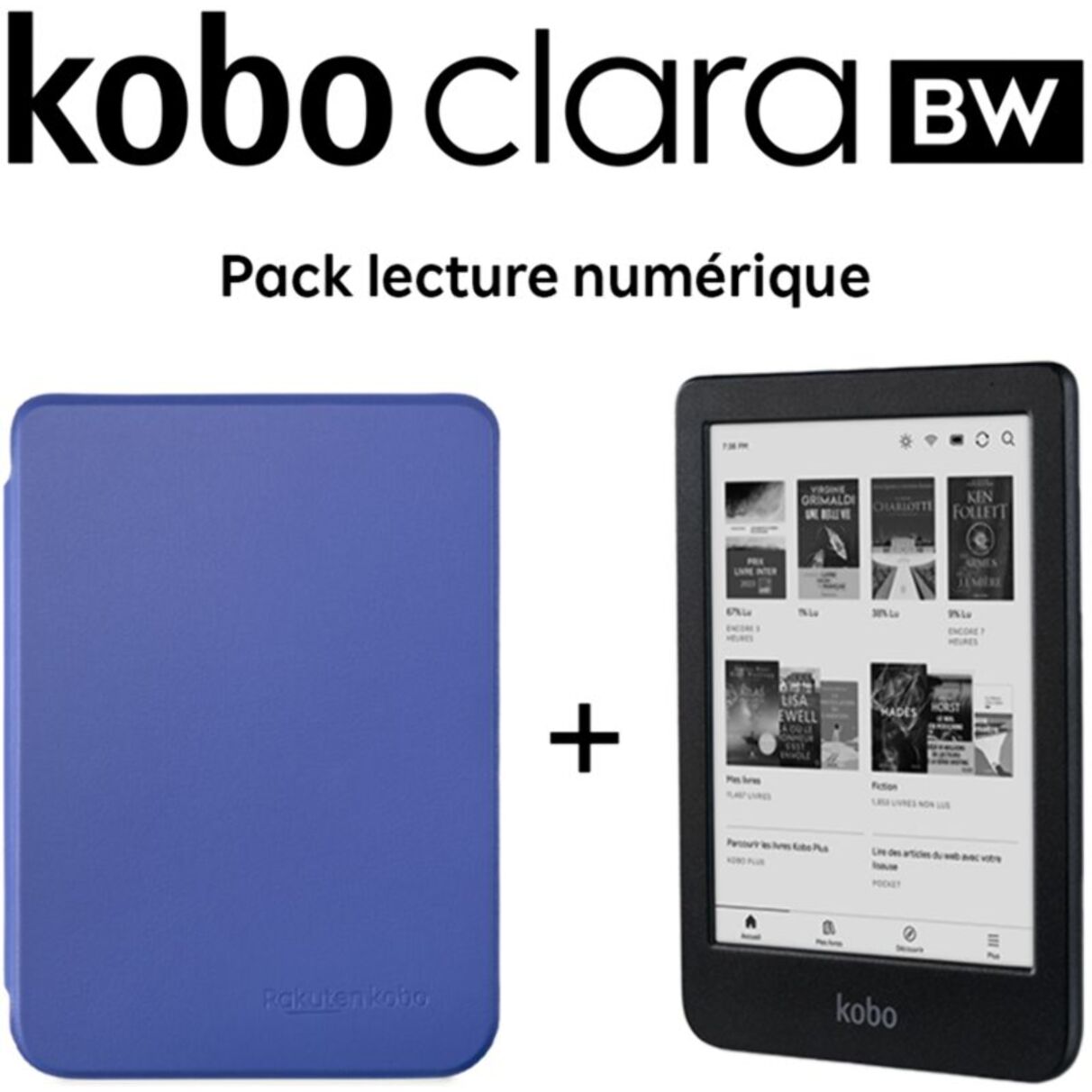 Liseuse eBook KOBO Bundle Clara BW+Cover Basic