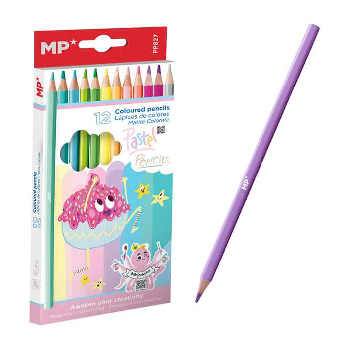 LÁPICES DE COLORES PASTEL 12 Uds.