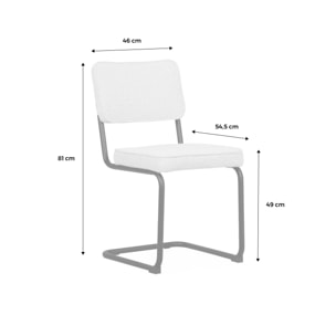 Lot de 2 chaises cantilever bouclette texturée blanc cassé. Maja. L46 x P54.5x H84.5cm