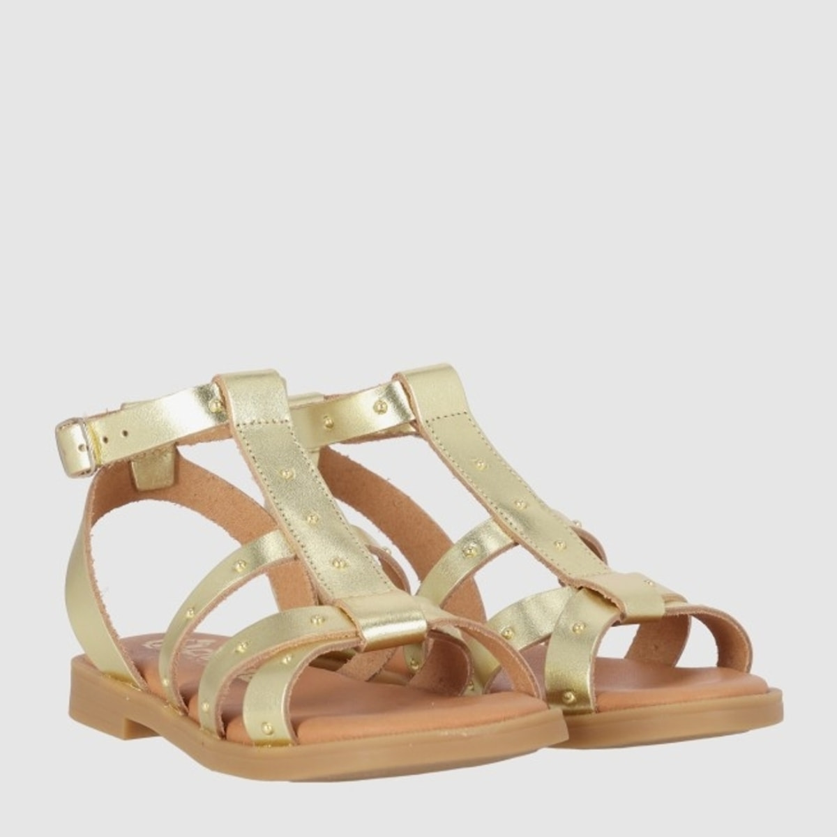 Sandalias de Piel - Oro - Tacón: Bajo