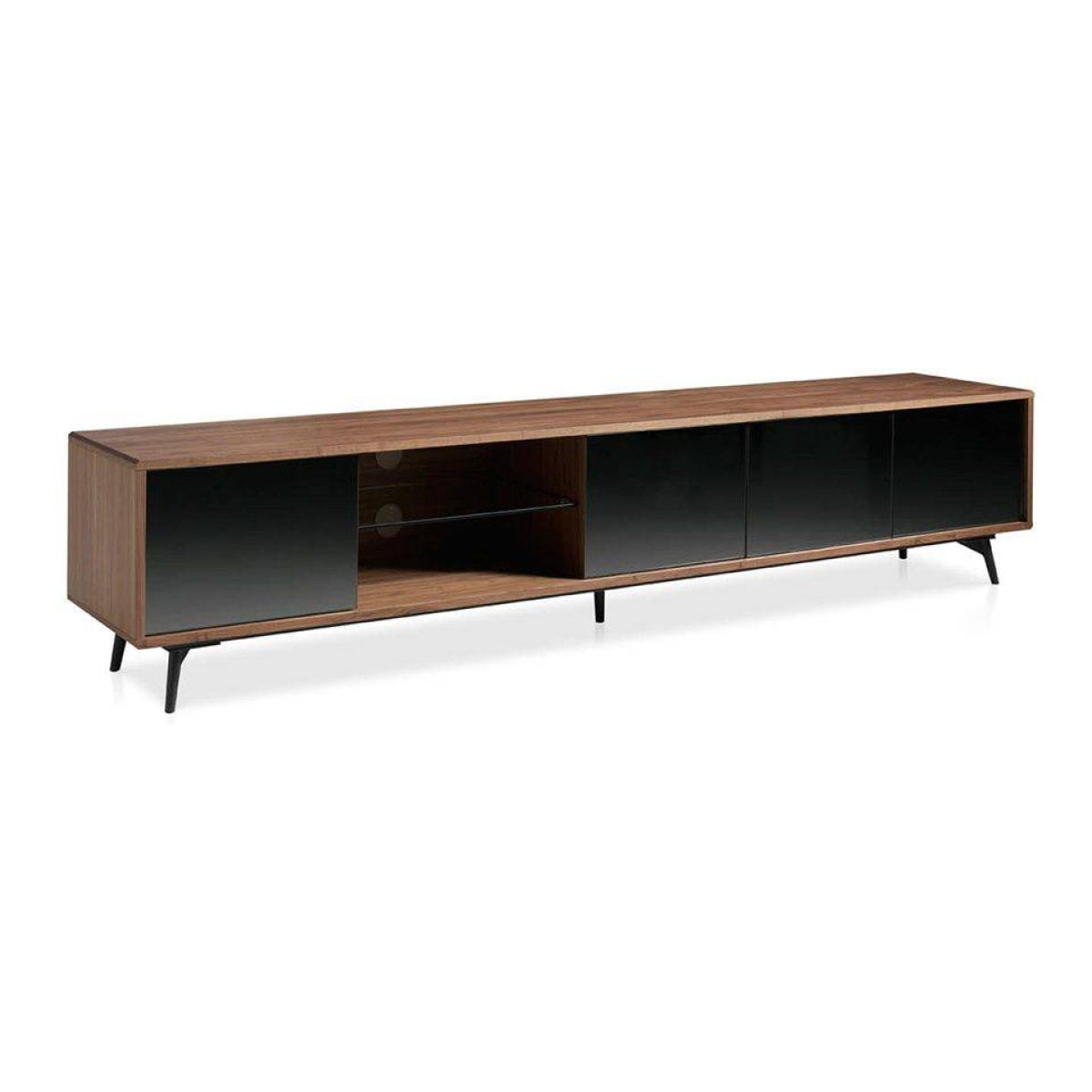 Mueble TV Angel Cerda de nogal y cristal 240x45x50cm