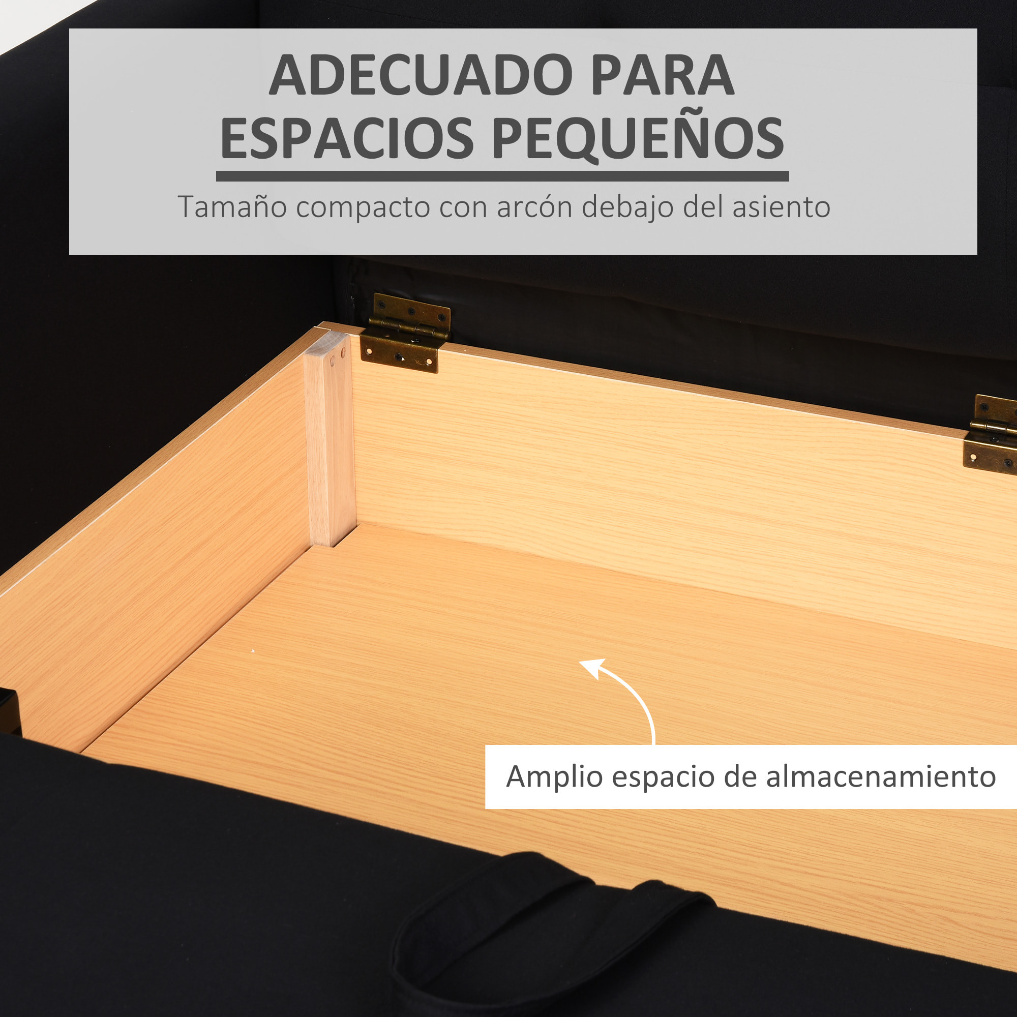 Sofá Cama de 2 Plazas Tapizado en Algodón con 2 Cojines Desmontables Reposabrazos y Base de Almacenaje Sofá Doble Moderno para Salón Oficina 152x101x81 cm Gris Carbón