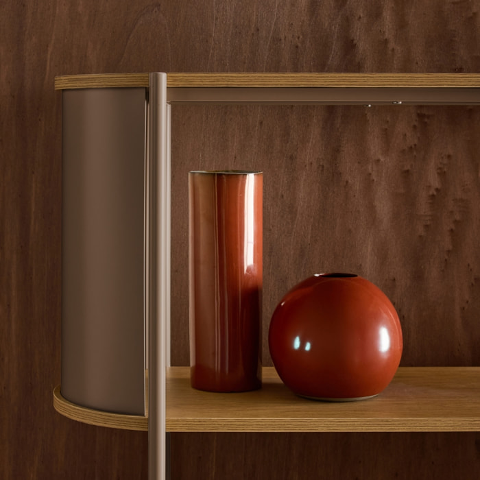 Etagère bibliothèque métal courbé et décor bois 5 niveaux MOLTO