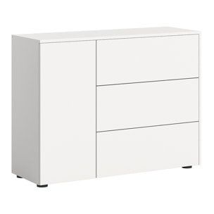 Ned - buffet bas - 3 tiroirs et 1 portes - blanc - 105 cm - Blanc