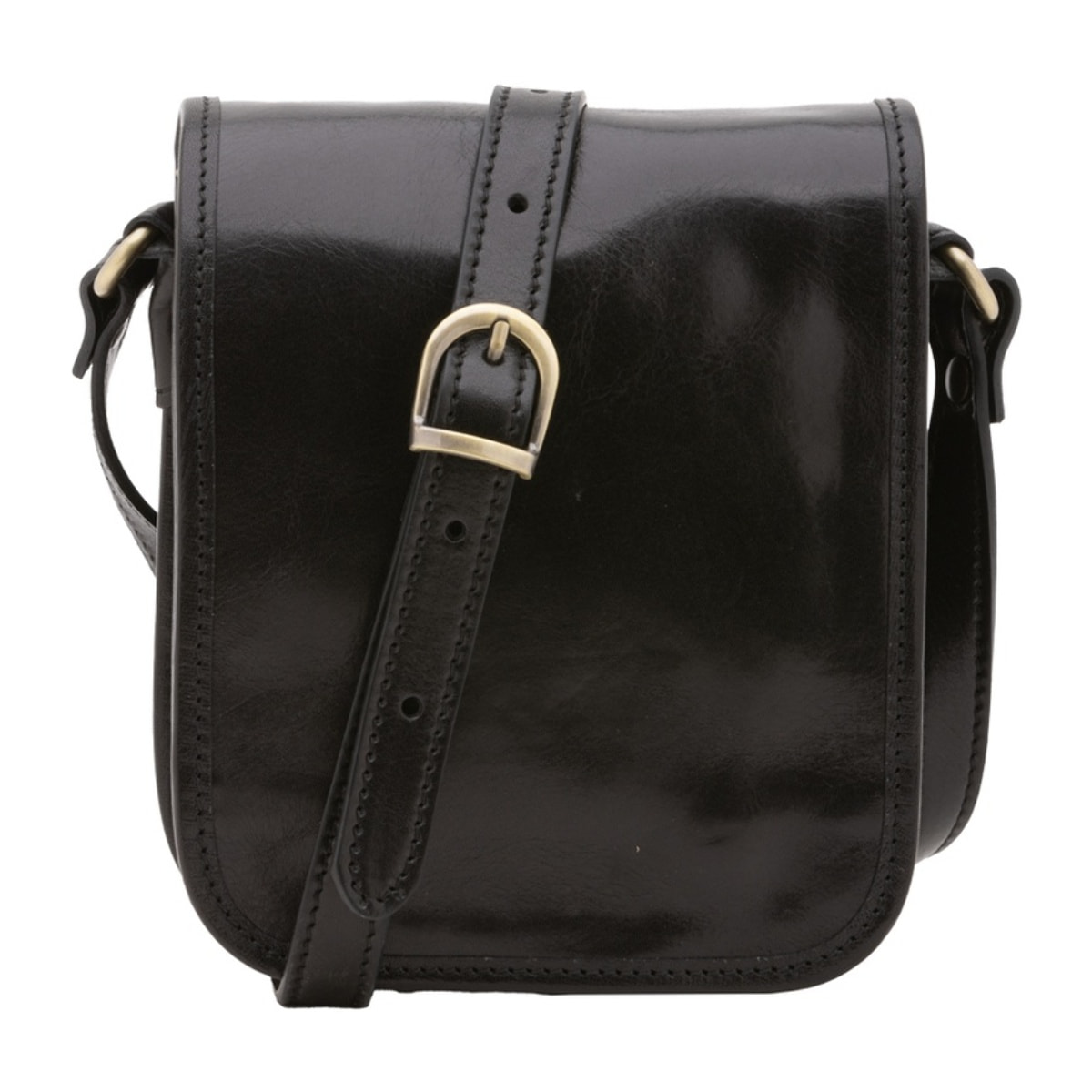 Borsa a tracolla da uomo in vera pelle - Modello False - Made in Italy - 20.0 x 16.5 x 10.0 cm
