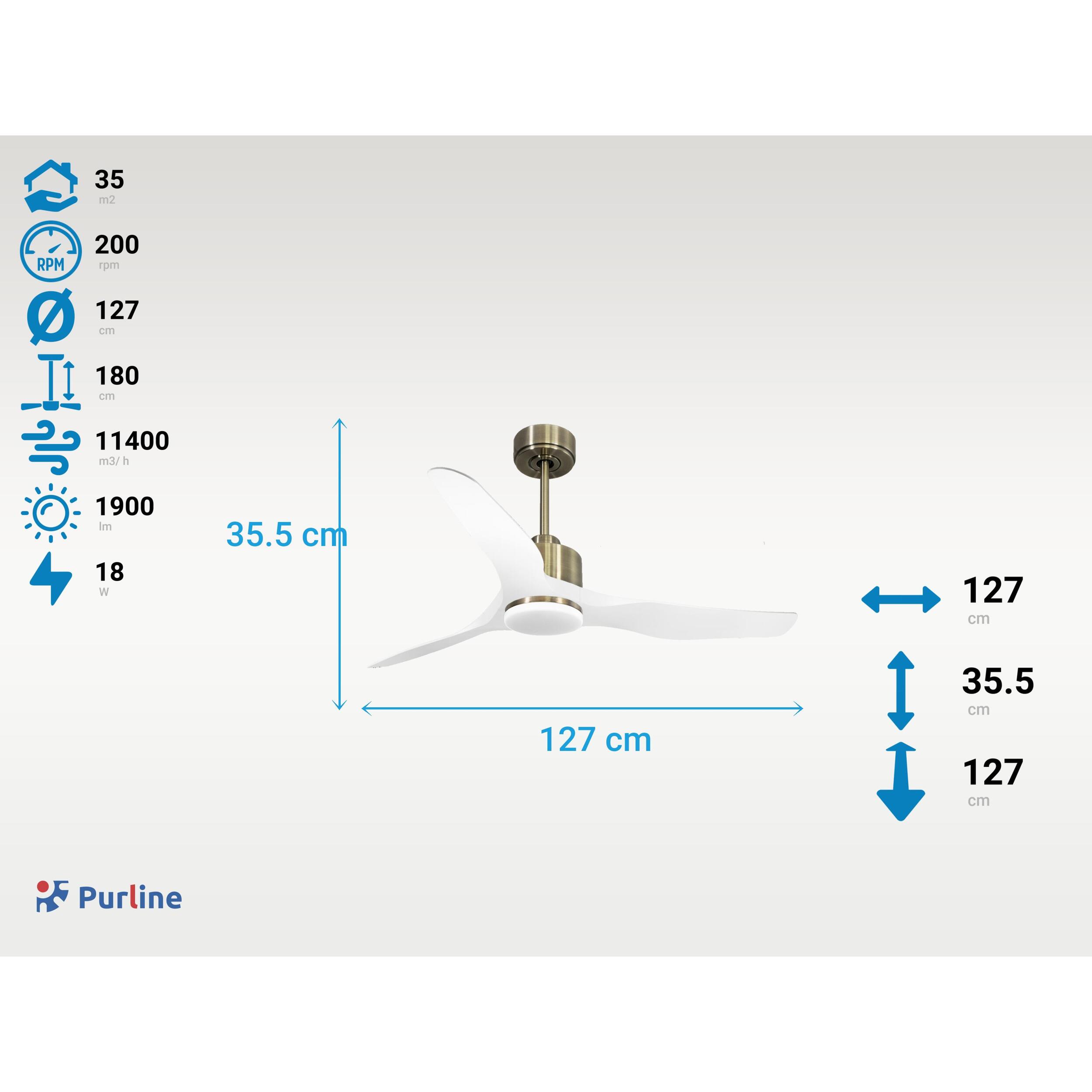 Ventilateur de plafond Réversible  Thermostat Dimmable Wifi Moteur à courant continu Toits en pente Télécommande Lumière à trois tons Adaptateur 2/3 Lames