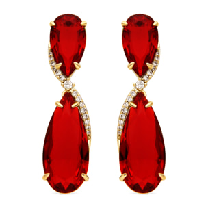 Pendientes con Circonita Rubí acabado oro 18k