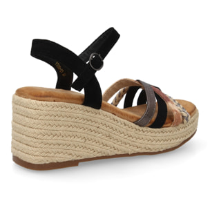 Sandalia de cuña para mujer, diseño de tiras cruzadas