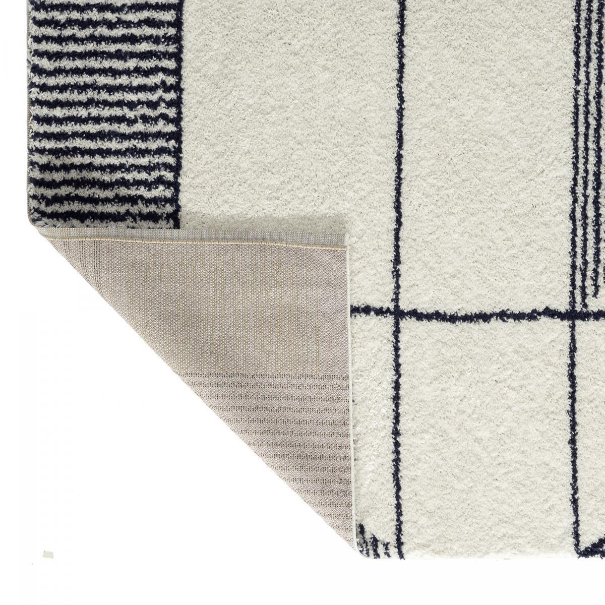 Tapis longs poils shaggy tissé motif géométrique HOBA